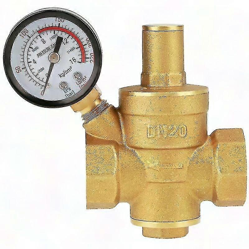 Brass Water Pressure Reducer DN20 Adjustable Regulator with Gauge