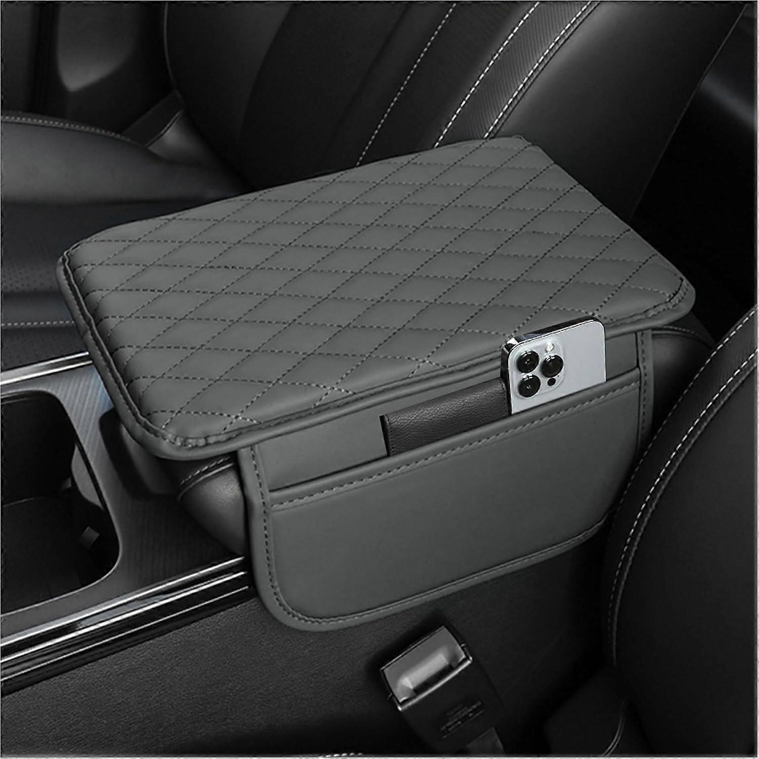 Middle console car armrest cover for Seat Ateca, car armrest pad leather armrest car box cushion armrest padding, Grey standard Gray