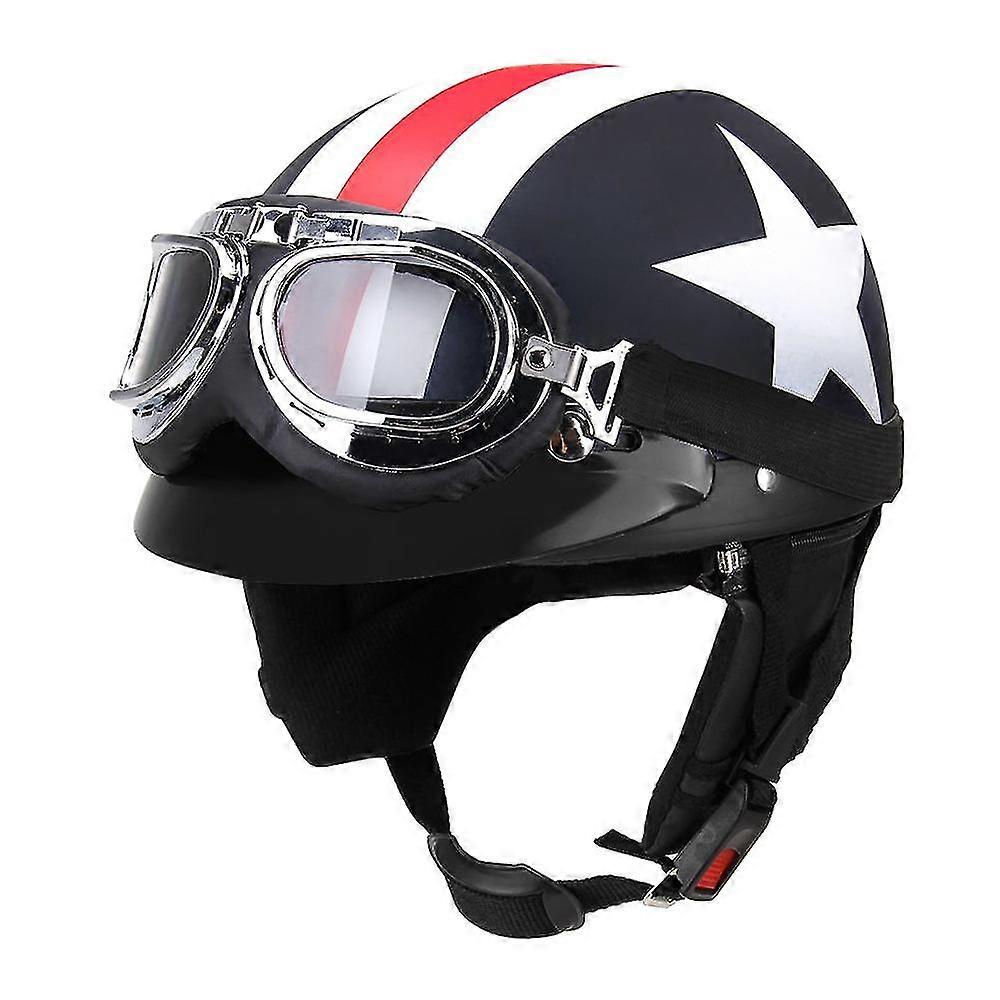 Touring Half Open Face Helmet with Scarf & Goggles for Scooter Bikers