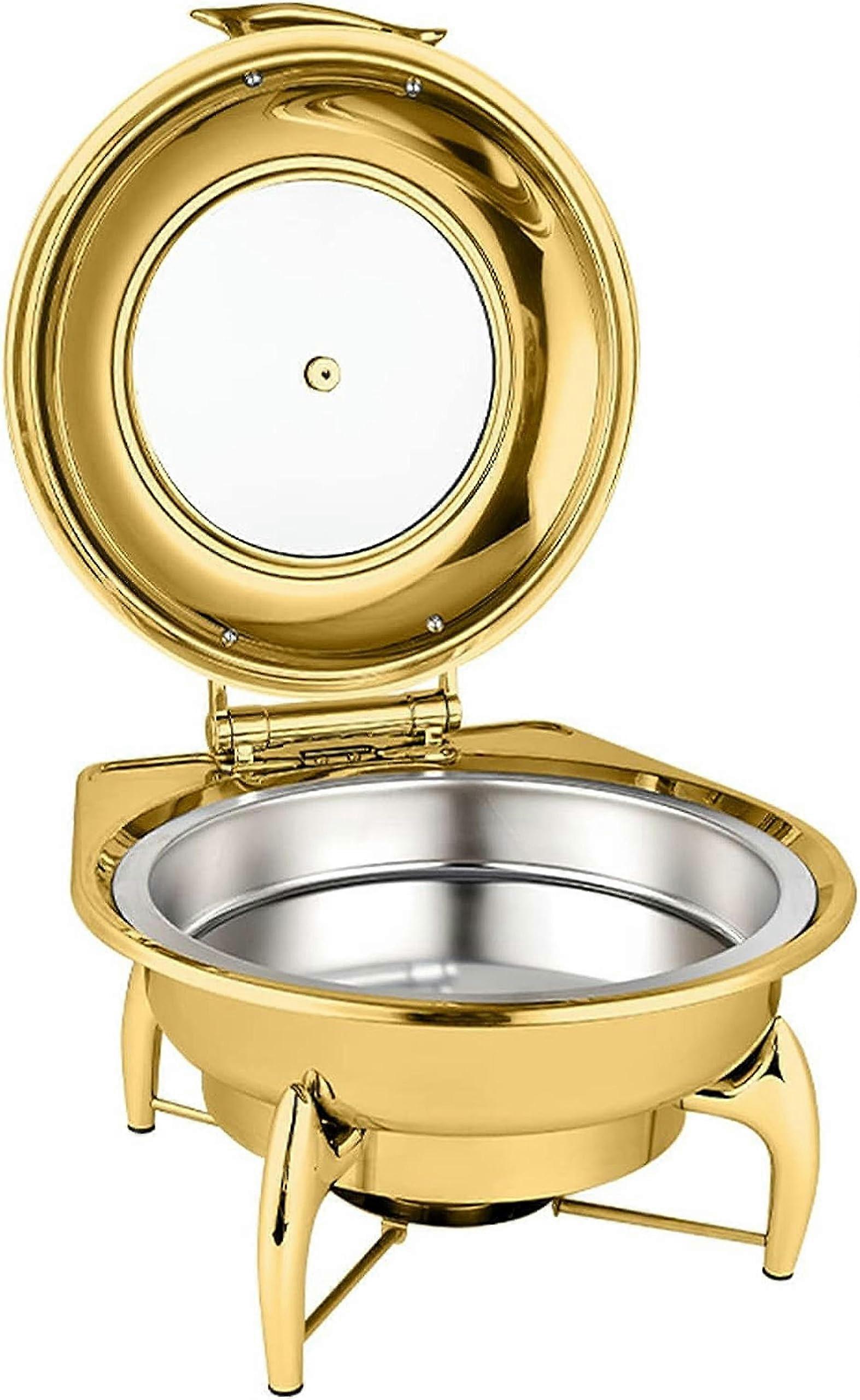 Catering Event Food Heaters, Rectangular Roll Hot Pot Buffet Set, Gold 6L