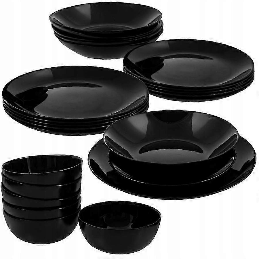 Servicio de Cena Diwal Luminarc 24el Platos Negros