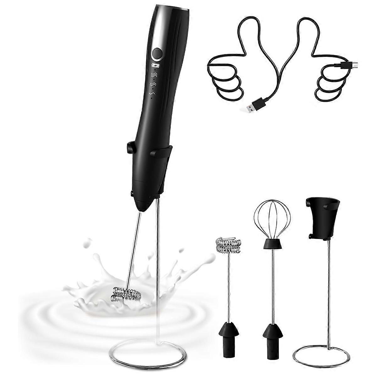 Frother Wand Rechargeable,Electric Frother Wand Handheld Coffee Foam Maker,Stainless Steel Stand