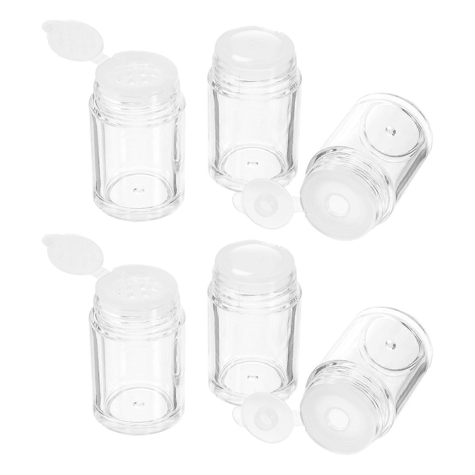 6pcs Portable Mini Loose Powder Bottles with Flip Lid Durable Travel Jars with Sifter for DIY Cosmetic Use