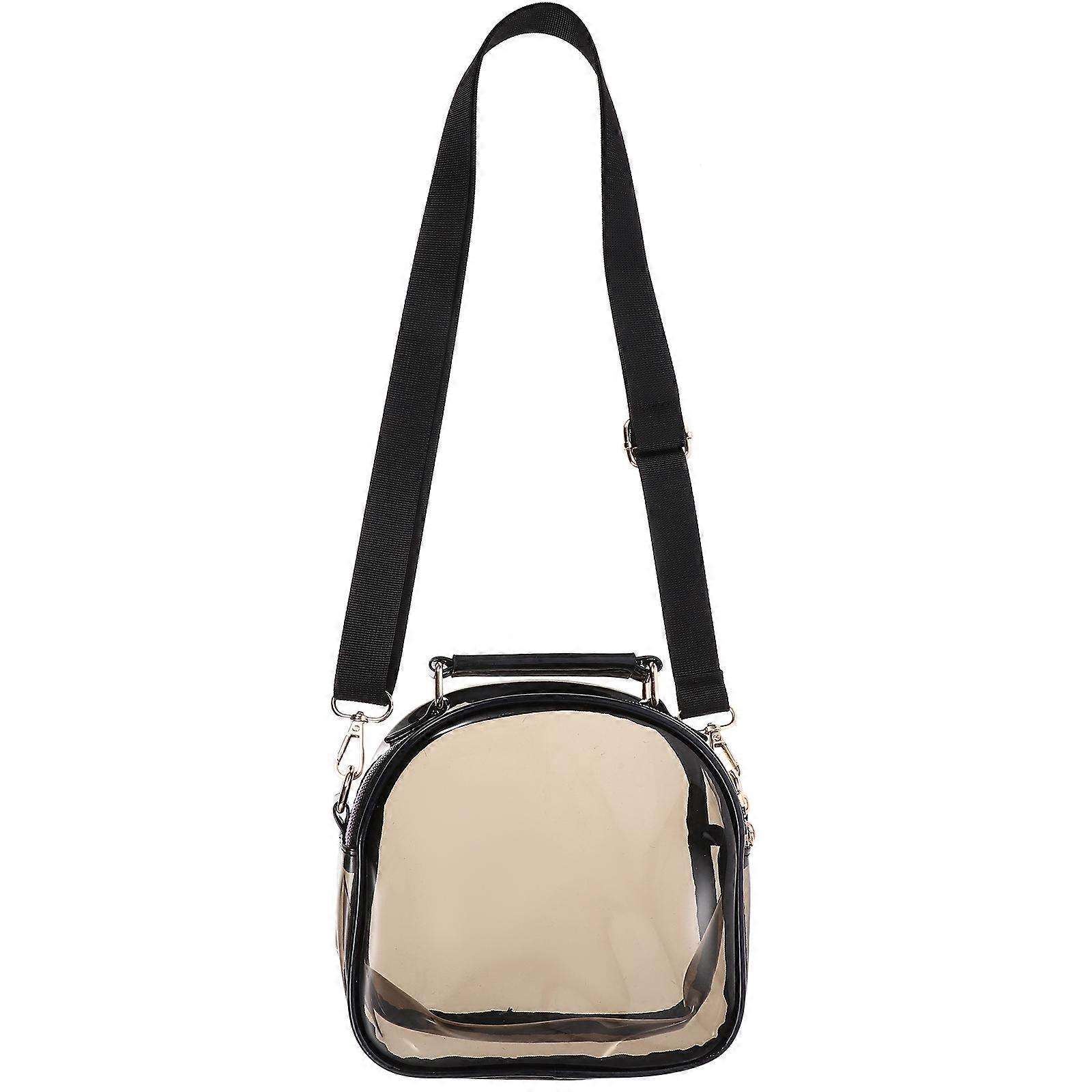 Clear Crossbody Messenger Bag for Concert Stadium Events Made of Black Pvc Nylon with Large Capacity Organizer Function 1Set