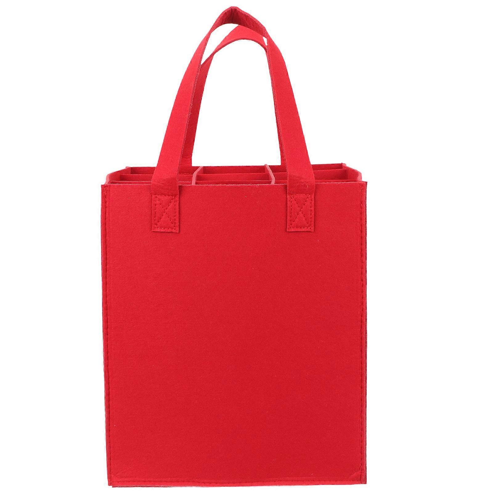 Portable Beverage Bag Beverage Organizer Camping Picnic Outdoor Activities Red Felt Fabric Storing Wine 1Set