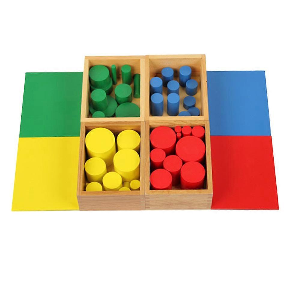 Teaching Aids Colorful Cylinders Educational Toy Wooden Material for Home Learning Improving Observation Ability 1Set