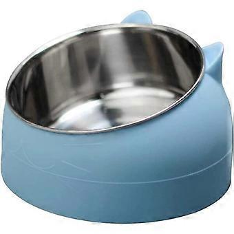 Stainless steel cat bowl, 200 ml blue, 15° inclined, non-slip and easy to clean