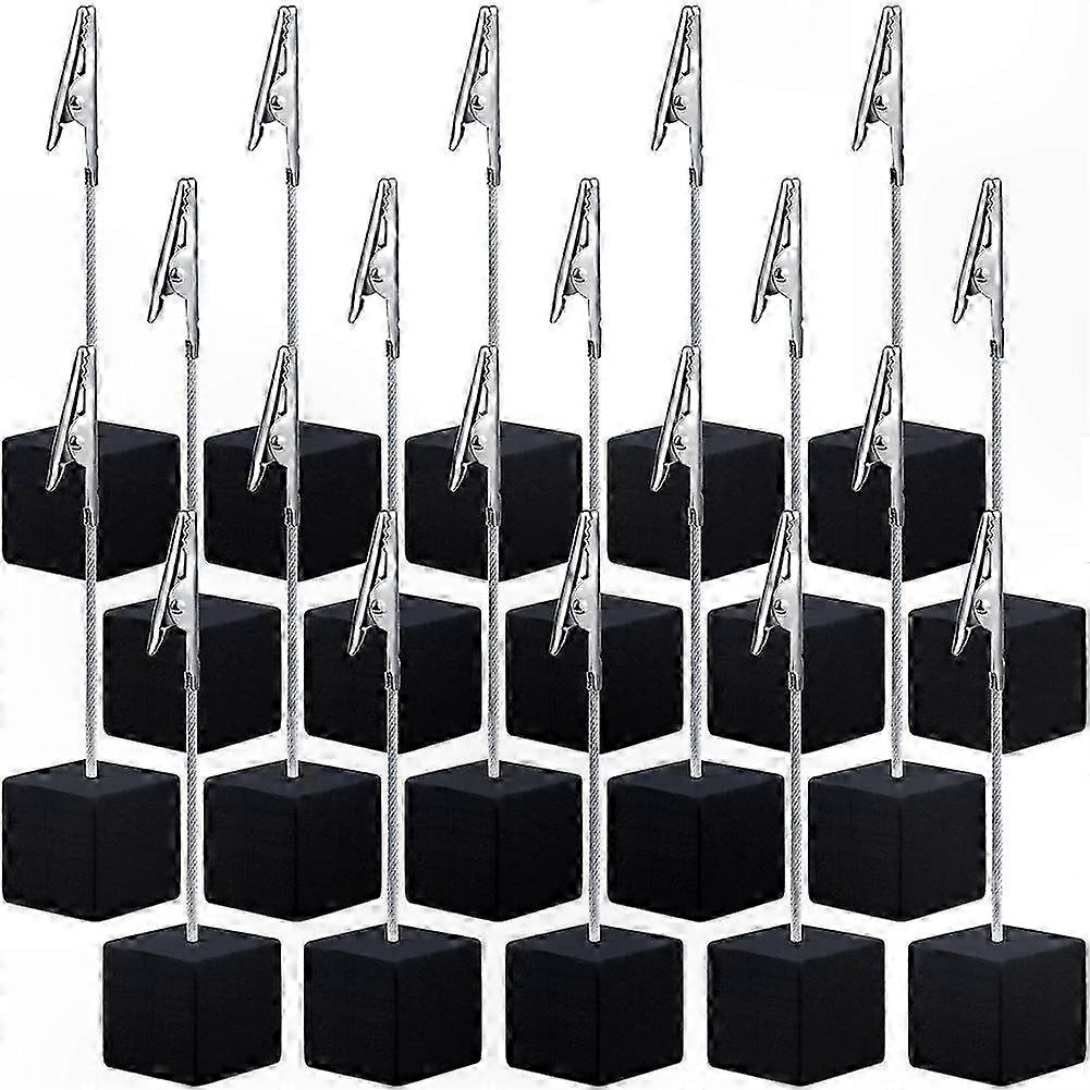 20-Pack Wooden Cube Memo Clip Holders with Alligator Clips for Table Numbers and Notes Display Stands