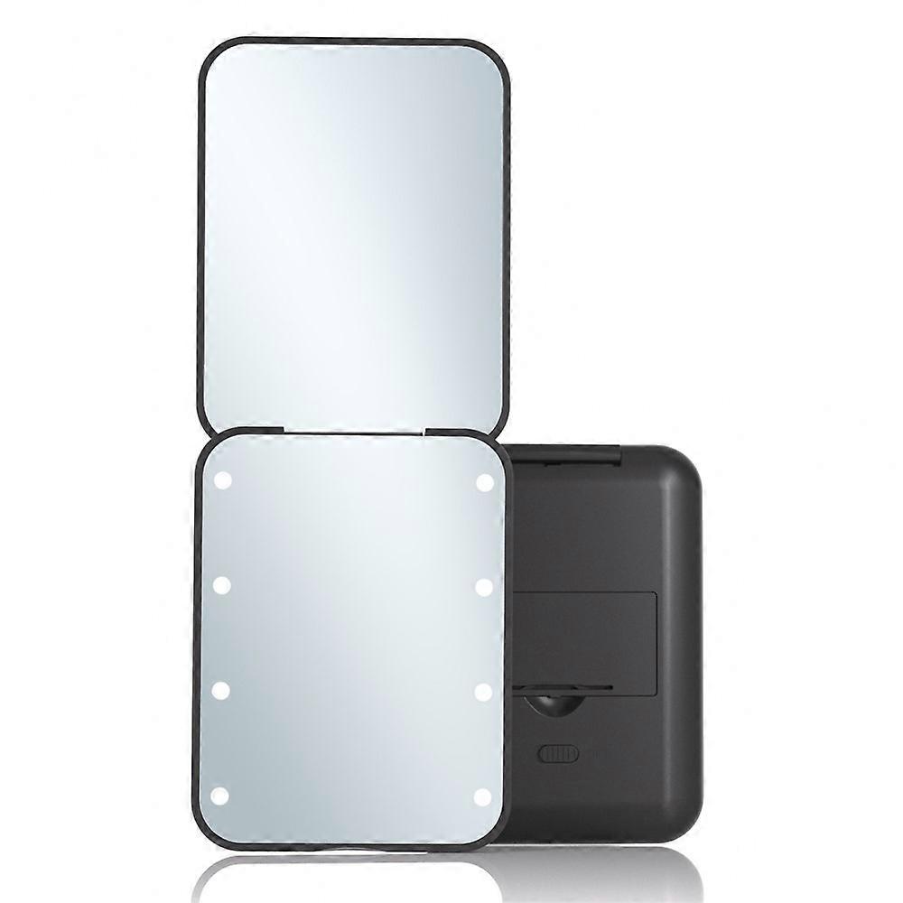 MR-L2307 Portable Double-Sided Makeup Mirror with LED Light Folding 2X Magnifying Mirror