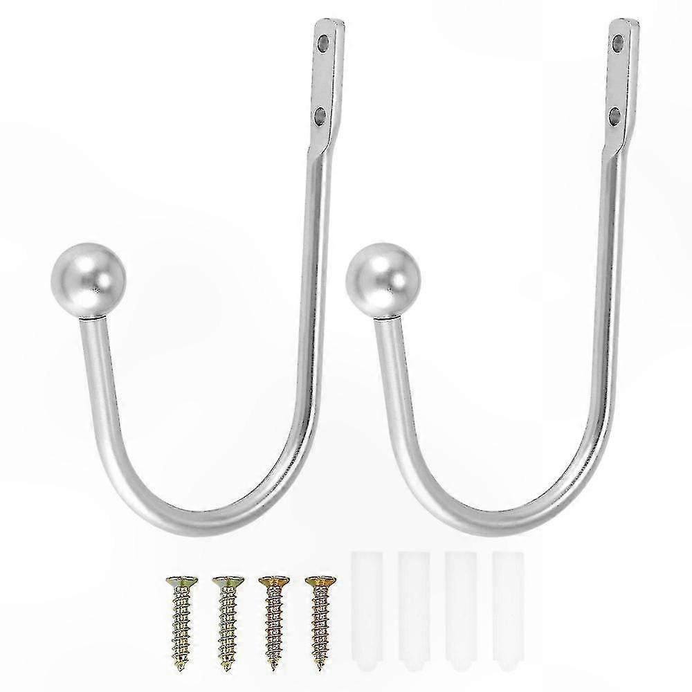 Silver Metal Curtain Holdbacks for Window Drapery, Decorative Tieback Hooks