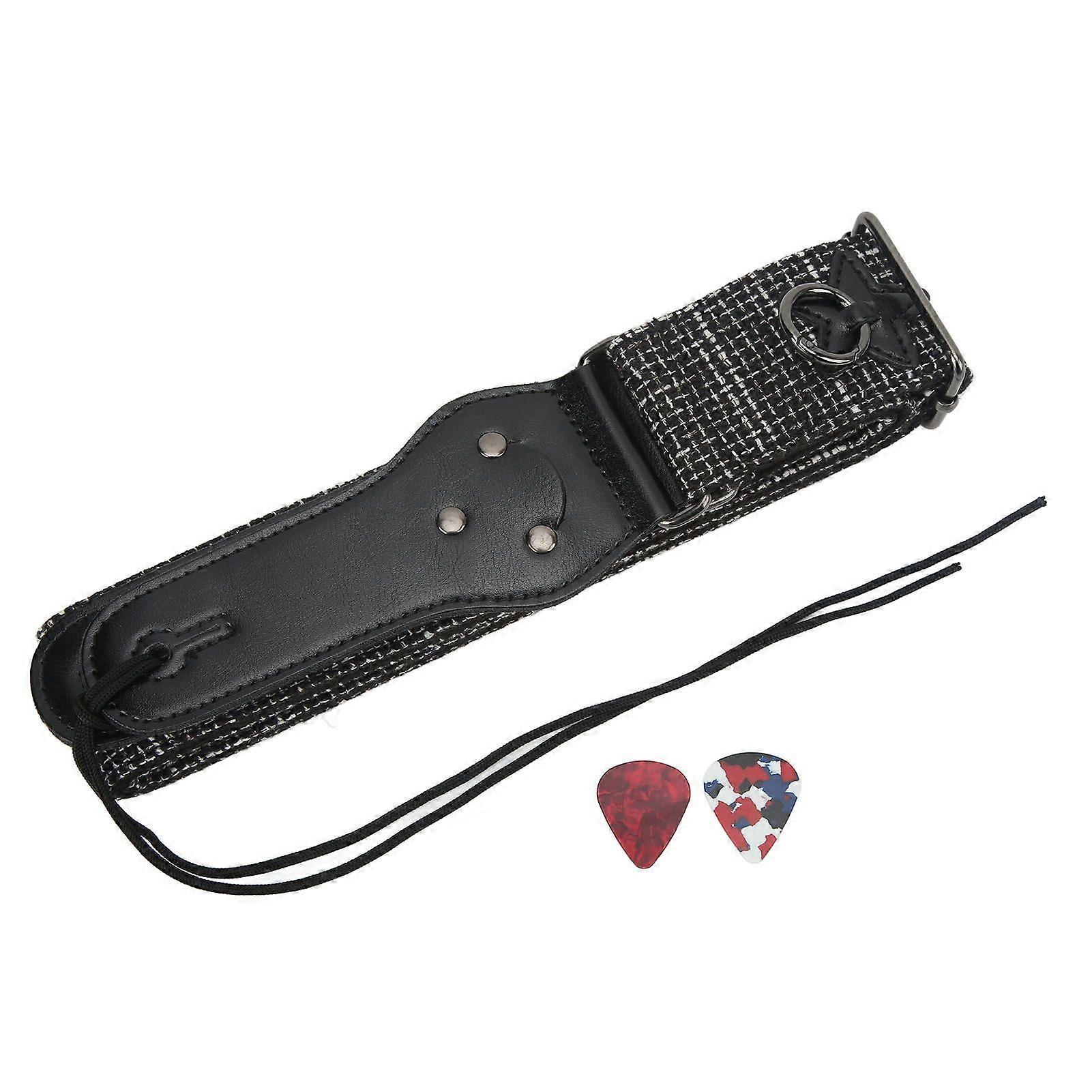 Guitar Strap Comfortable Easy Installation Portable Fully Fix Accessories with Guitar Picks Dense Checkered Pattern