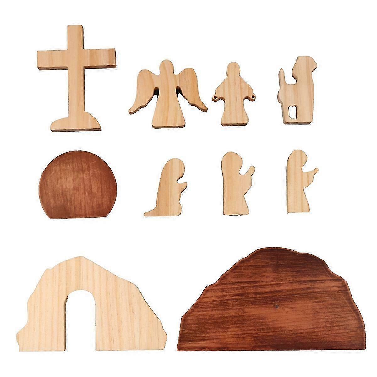 Easter Jesus Resurrection Scene Reproduction Wood Desktop Ornaments