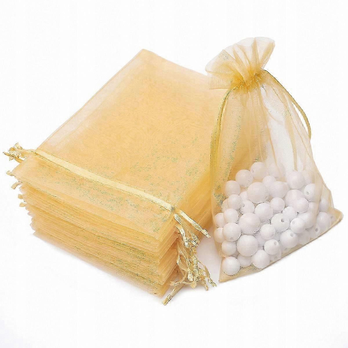 Sacs à cordon en organza doré 100 x 15cm pour cadeaux et emballage cadeau