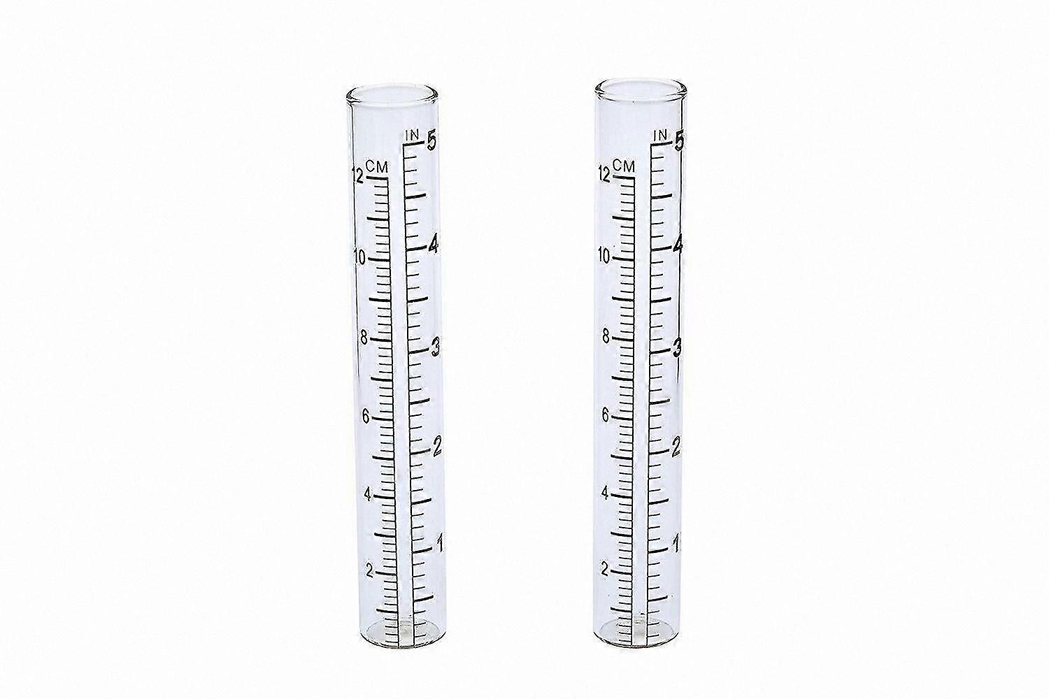 2-Pack Rain Measurement Tools, Glass Tube Substitutes for Garden Use with Flat Base