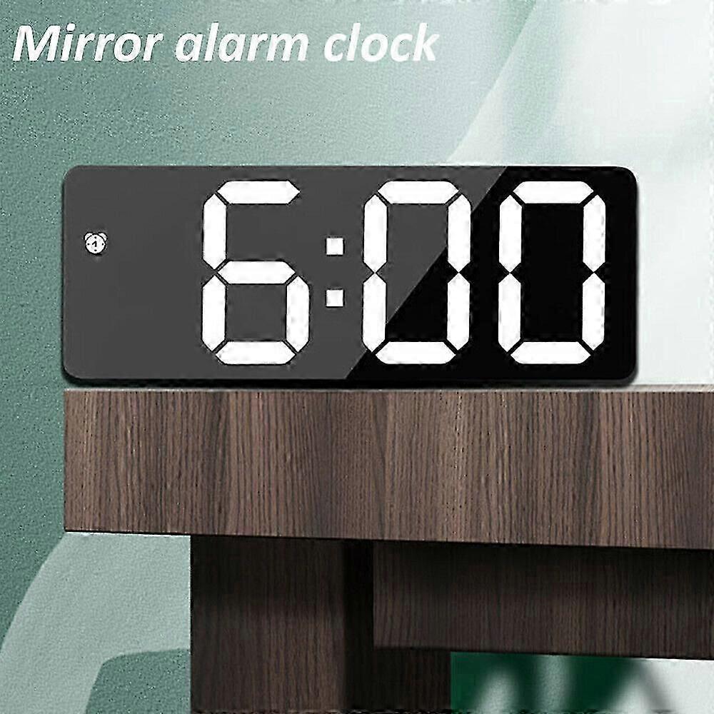 Digital LED Large Display Alarm Clock USB/Battery Operated Mirror Face Design