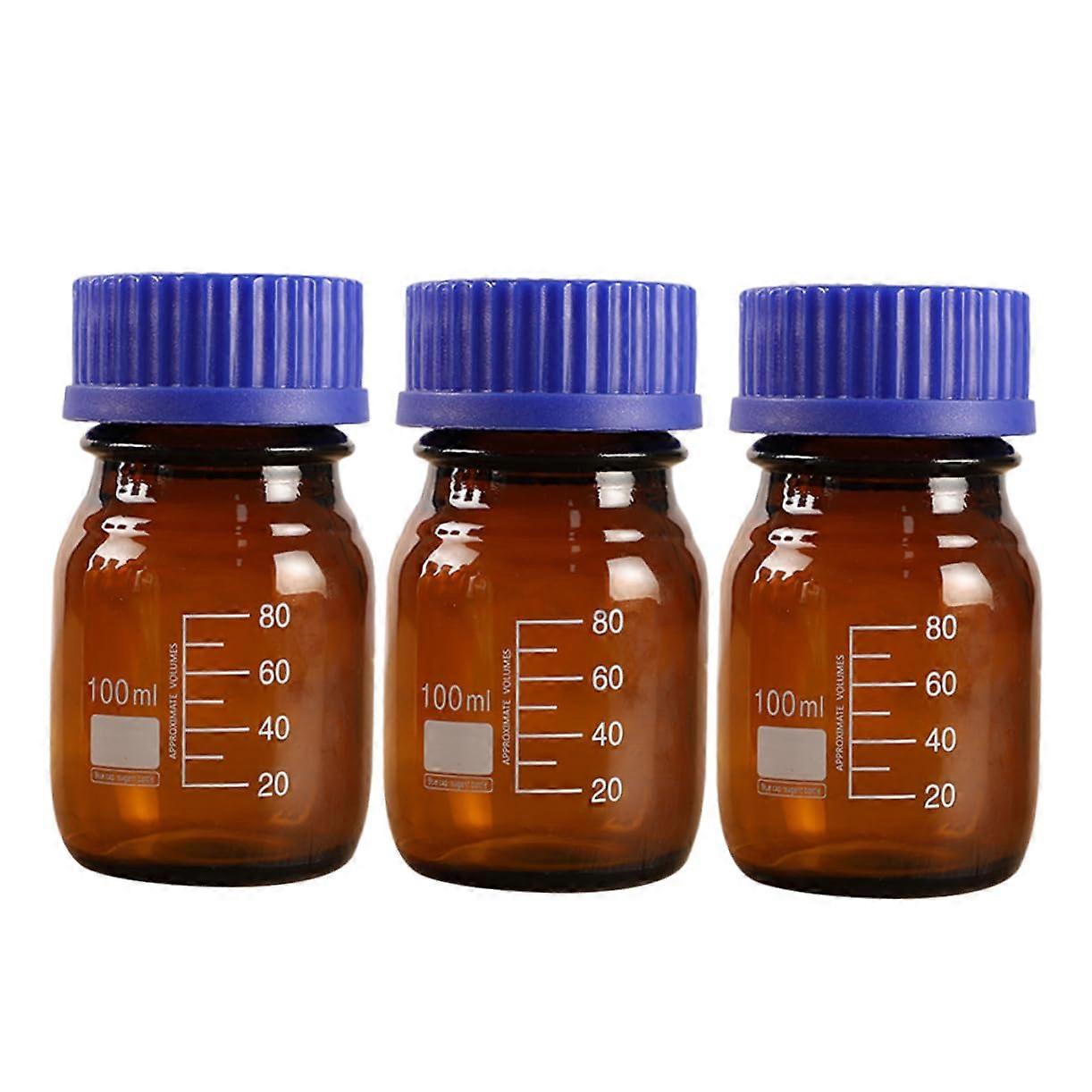 Reagent Bottles, 3Piece, Glass, Refillable, Medicine Sample Bottles For Lab, Laboratory Vials