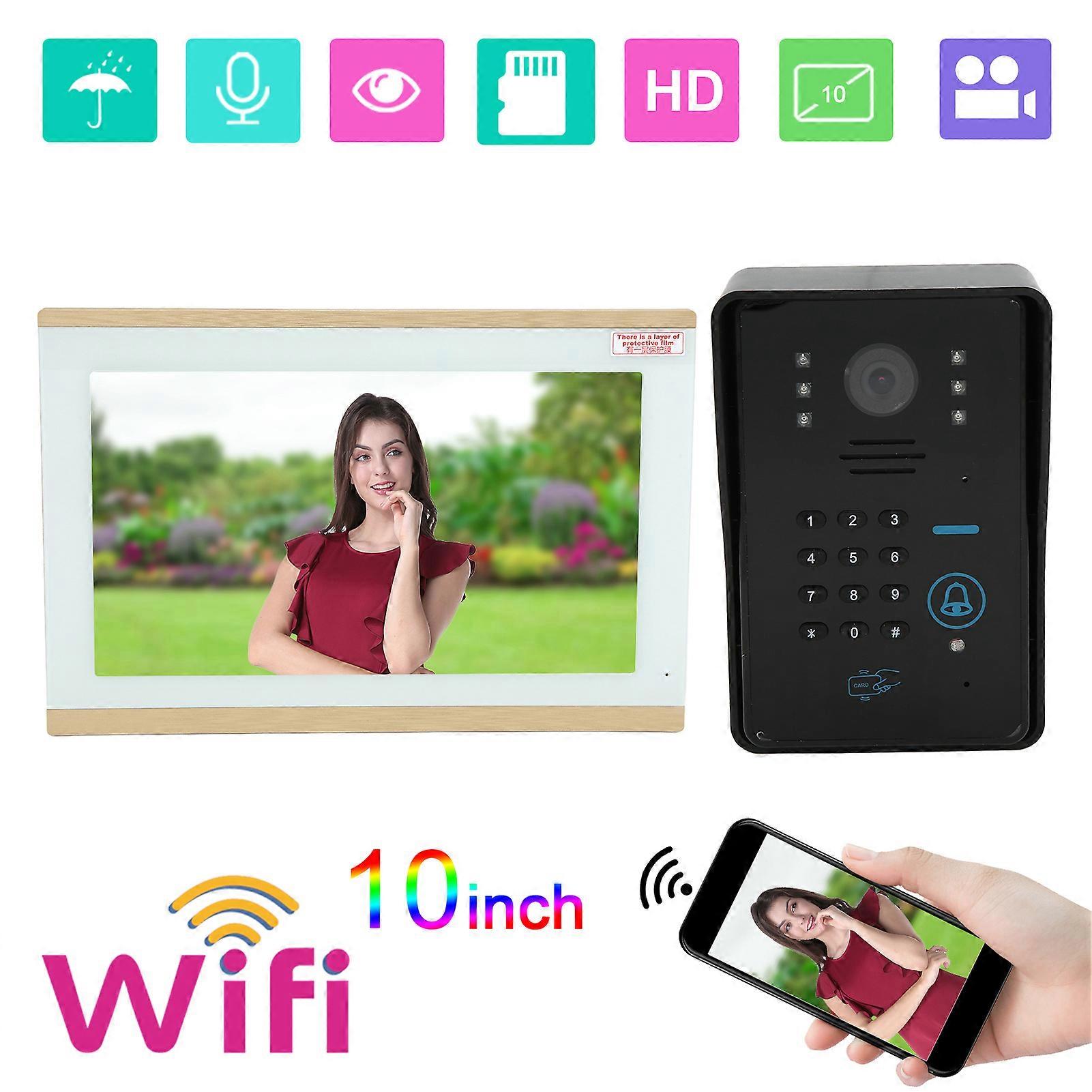 Wireless 1080P WiFi Video Doorphone with 10in Display & Rain Cover