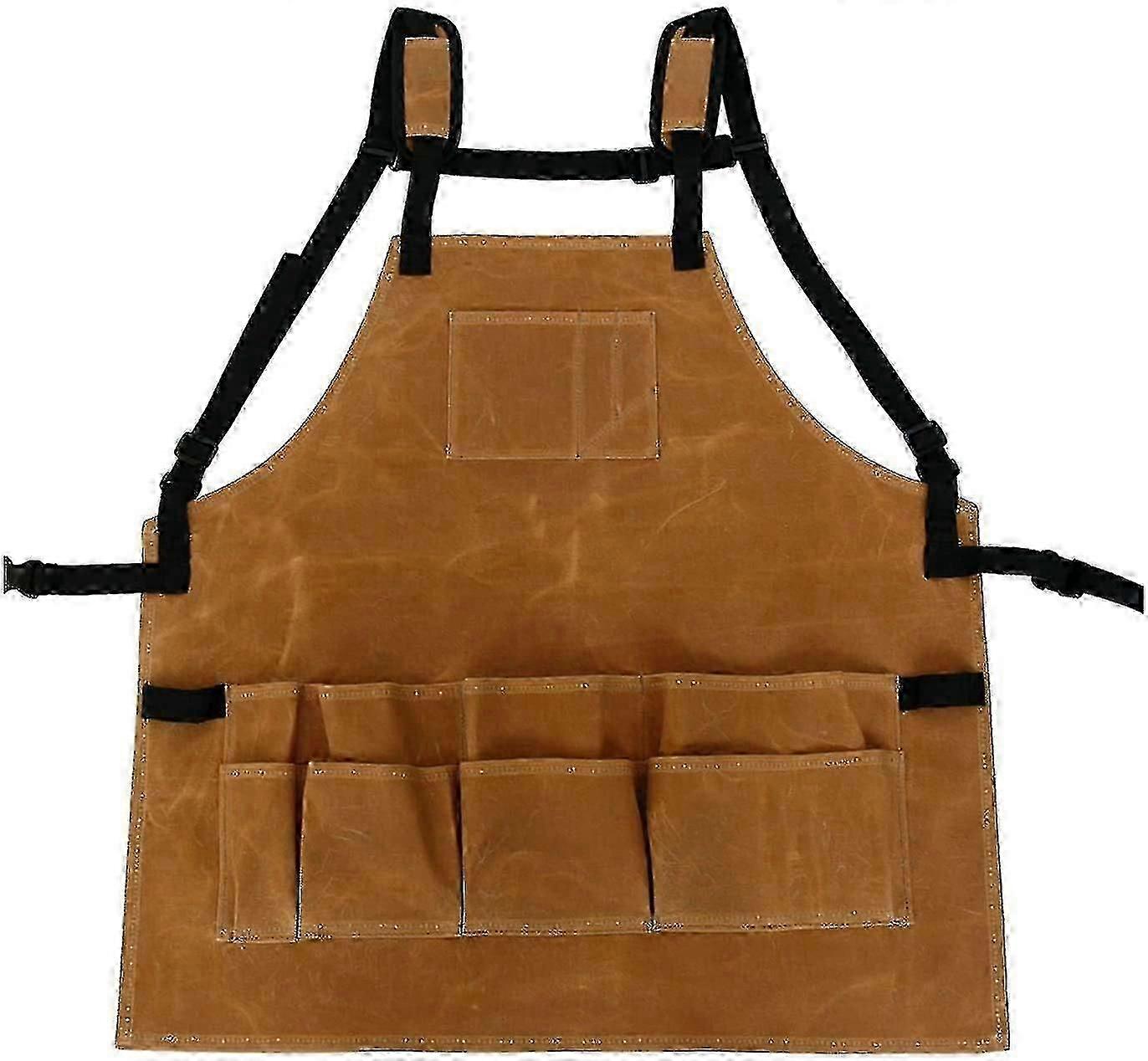 Adjustable Waterproof Canvas Apron with Multiple Pockets for Gardening and Art