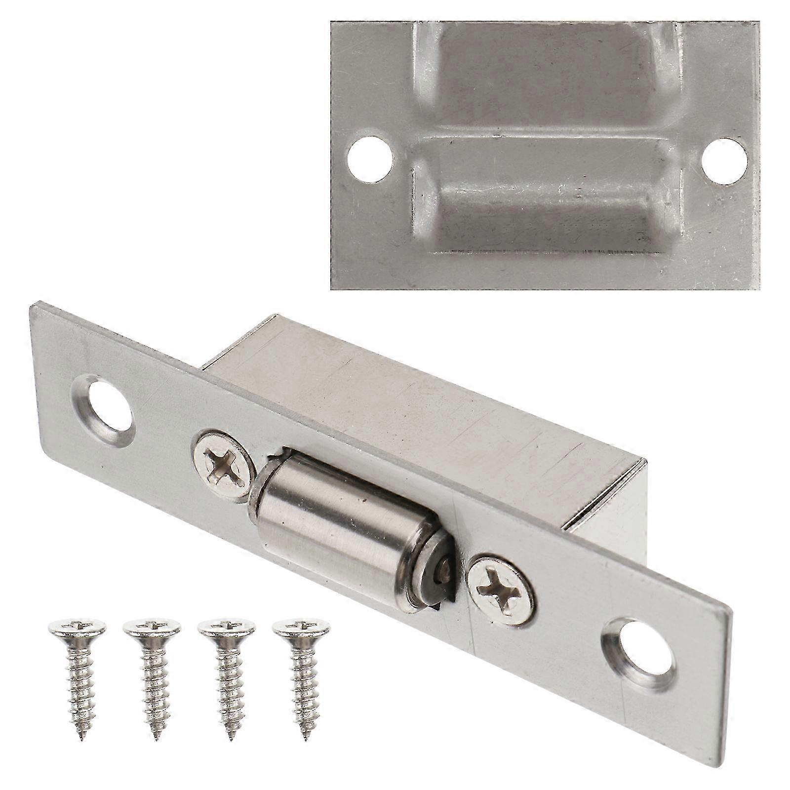 Secure closure roller catch for cabinet doors in satin finish