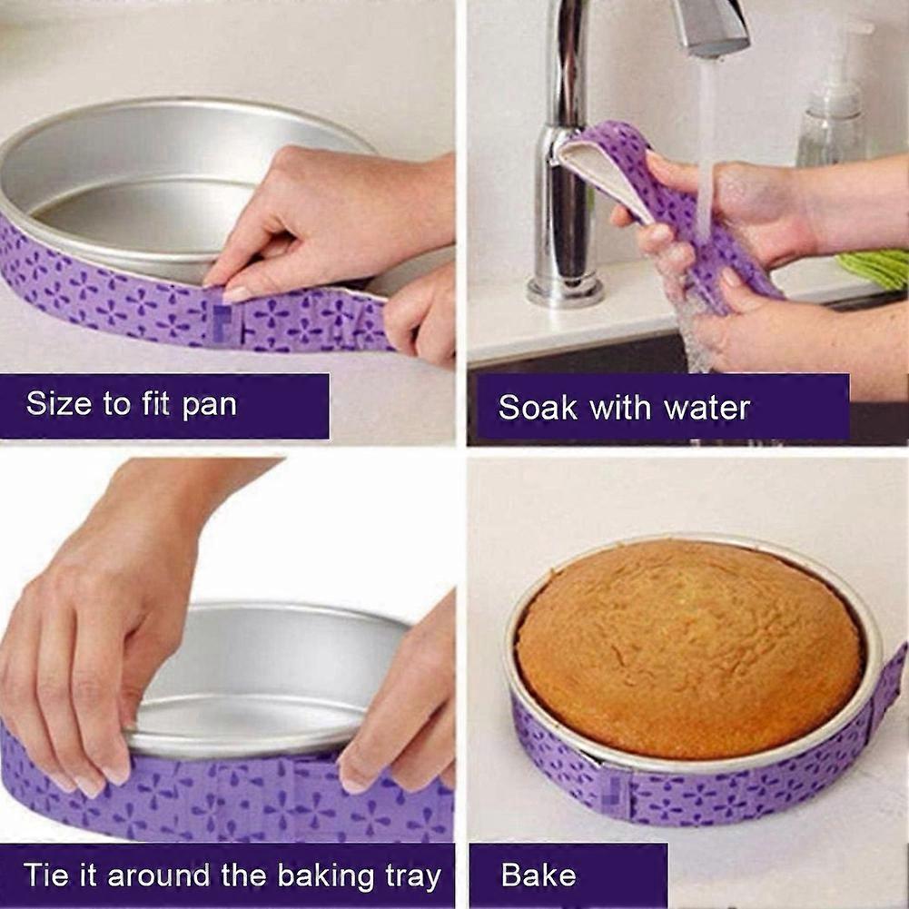 Purple 88x3.7cm Cotton Polyester Cake Baking Tray Protection Strap
