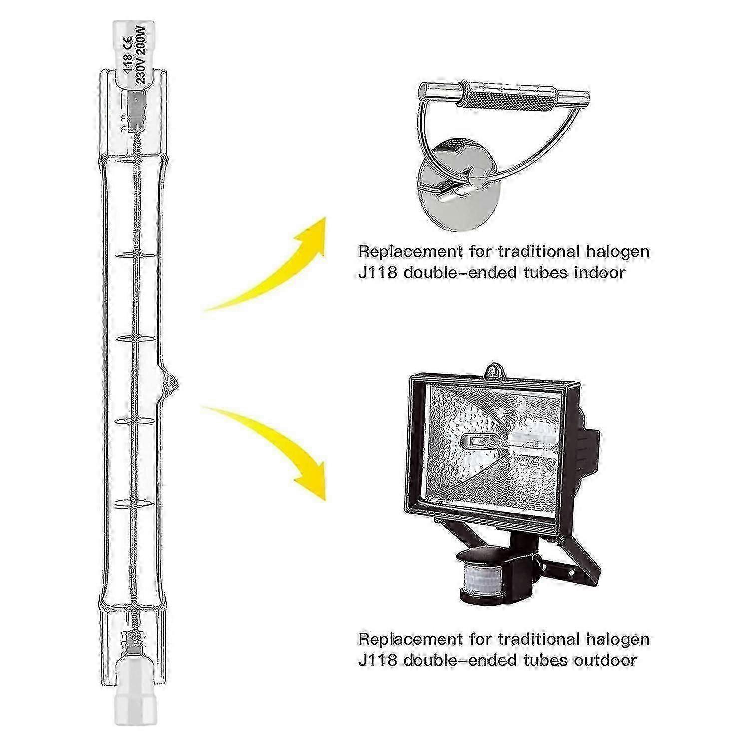 R7S Halogen Glühbirne 118 mm 200 W 230 V Packung À 10 Halogen Stab R7s Halogen Glühlampe R7s Dimmbar Halo -Yx