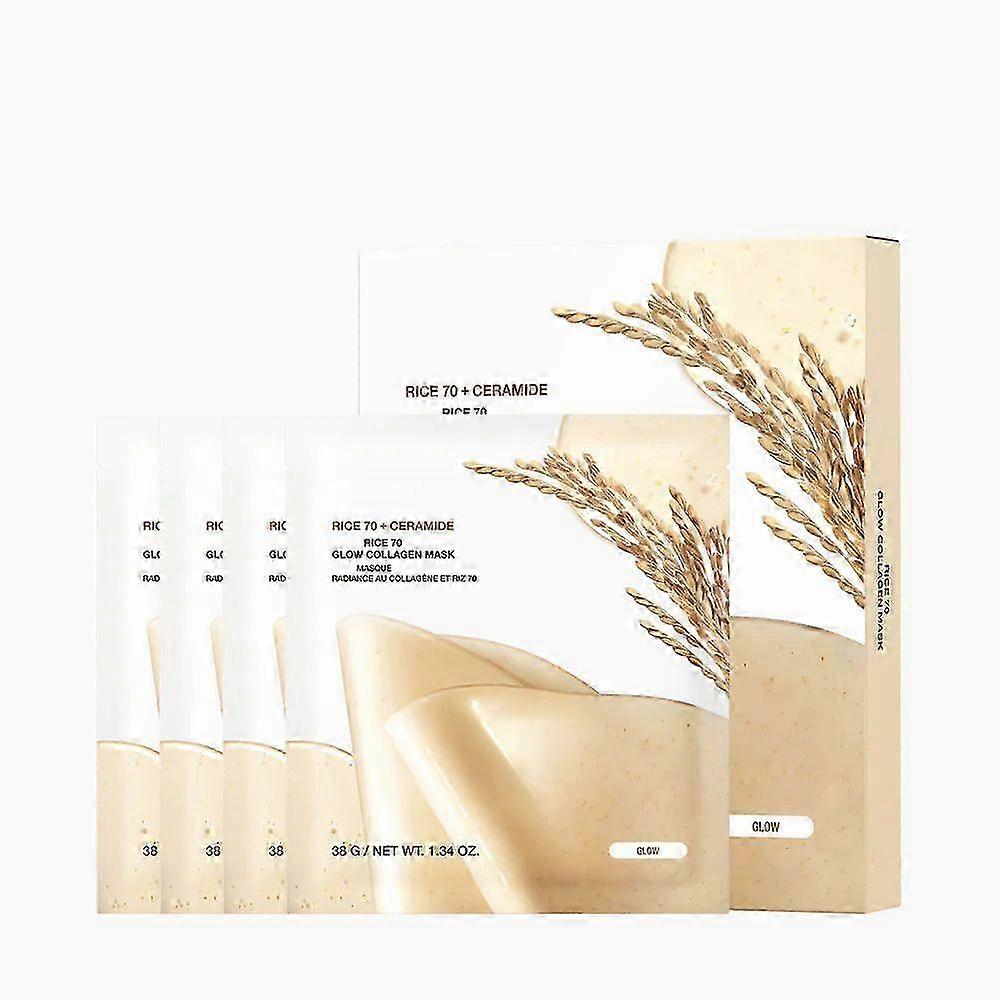 Rice 70 Glow Collagen Mask, Overnight Face Mask For Glass Skin, Collagen Facial Rice Mask Sheet, Moisturizing Glow, Pore Minimizing, Firming, Elastici