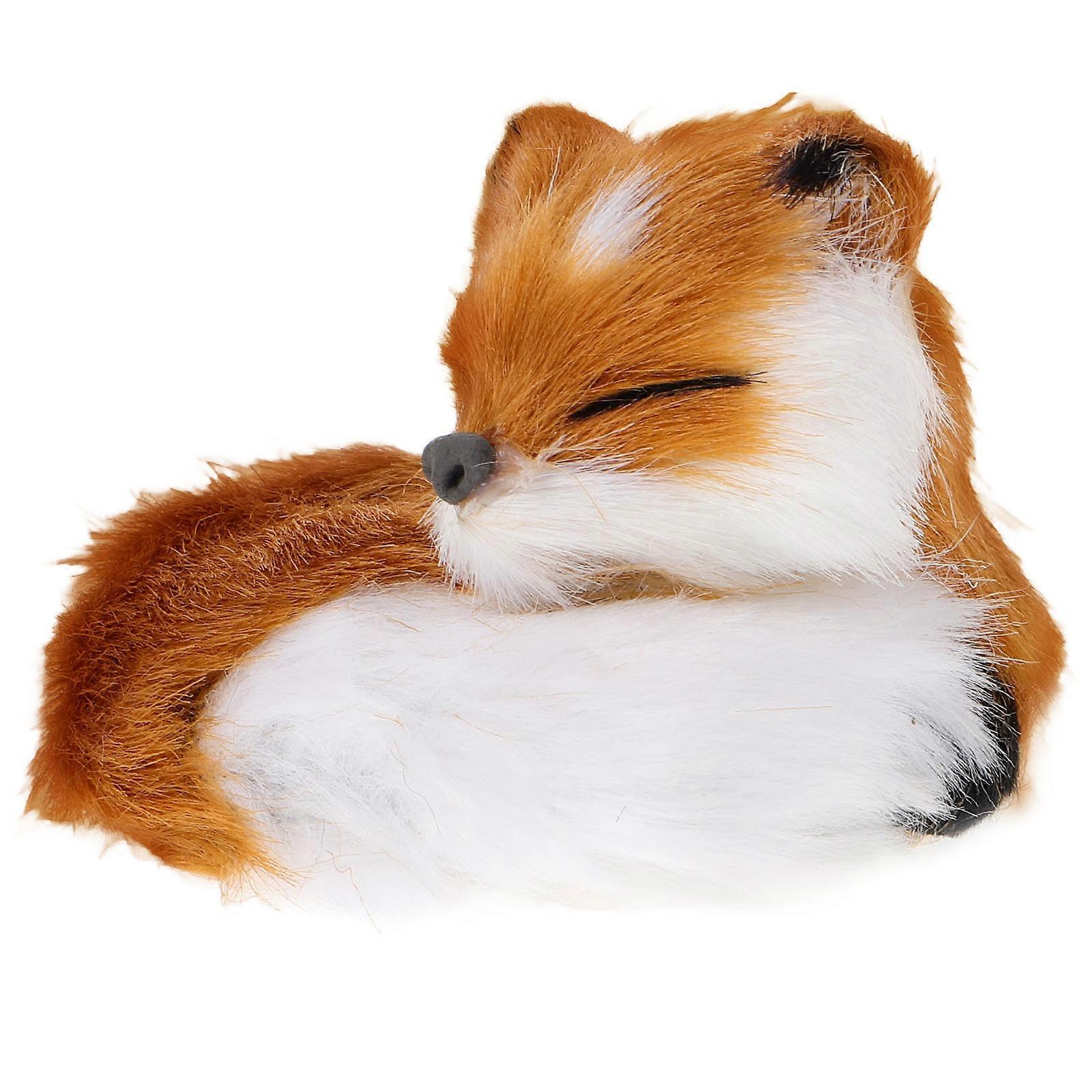3Pcs Realistic Fox Plush Figures for Desktop Decoration Faux Toy