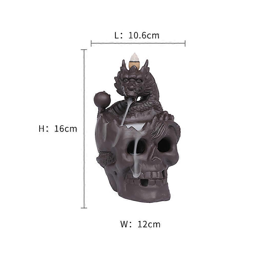 Skull Incense Burner Aromatherapy Diffuser Waterfall Backflow for Decor