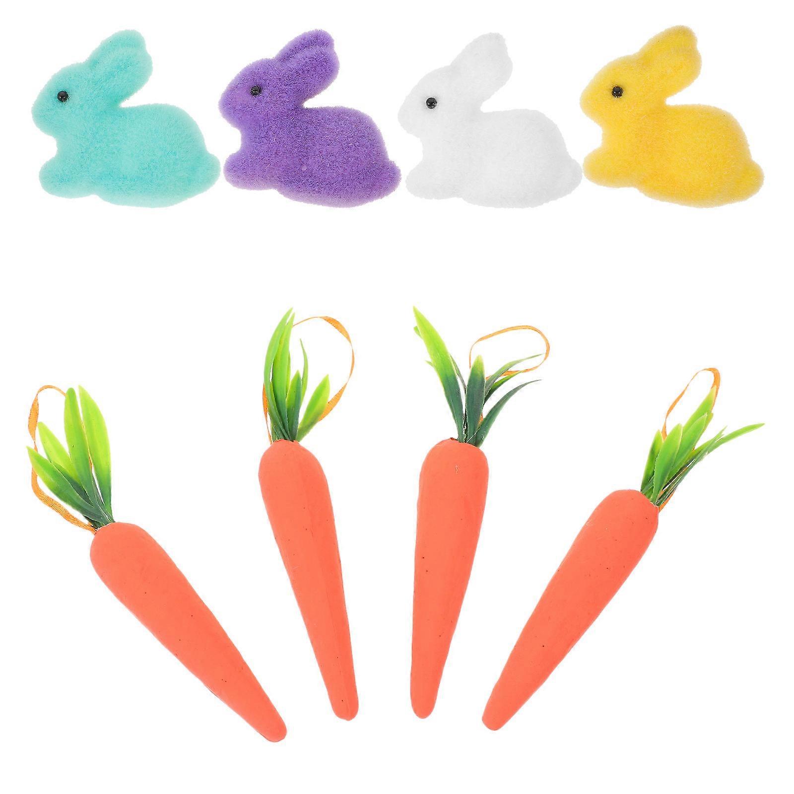 Foam Carrot Ornaments Easter Decoration with Bunny Figure 24Pcs Set