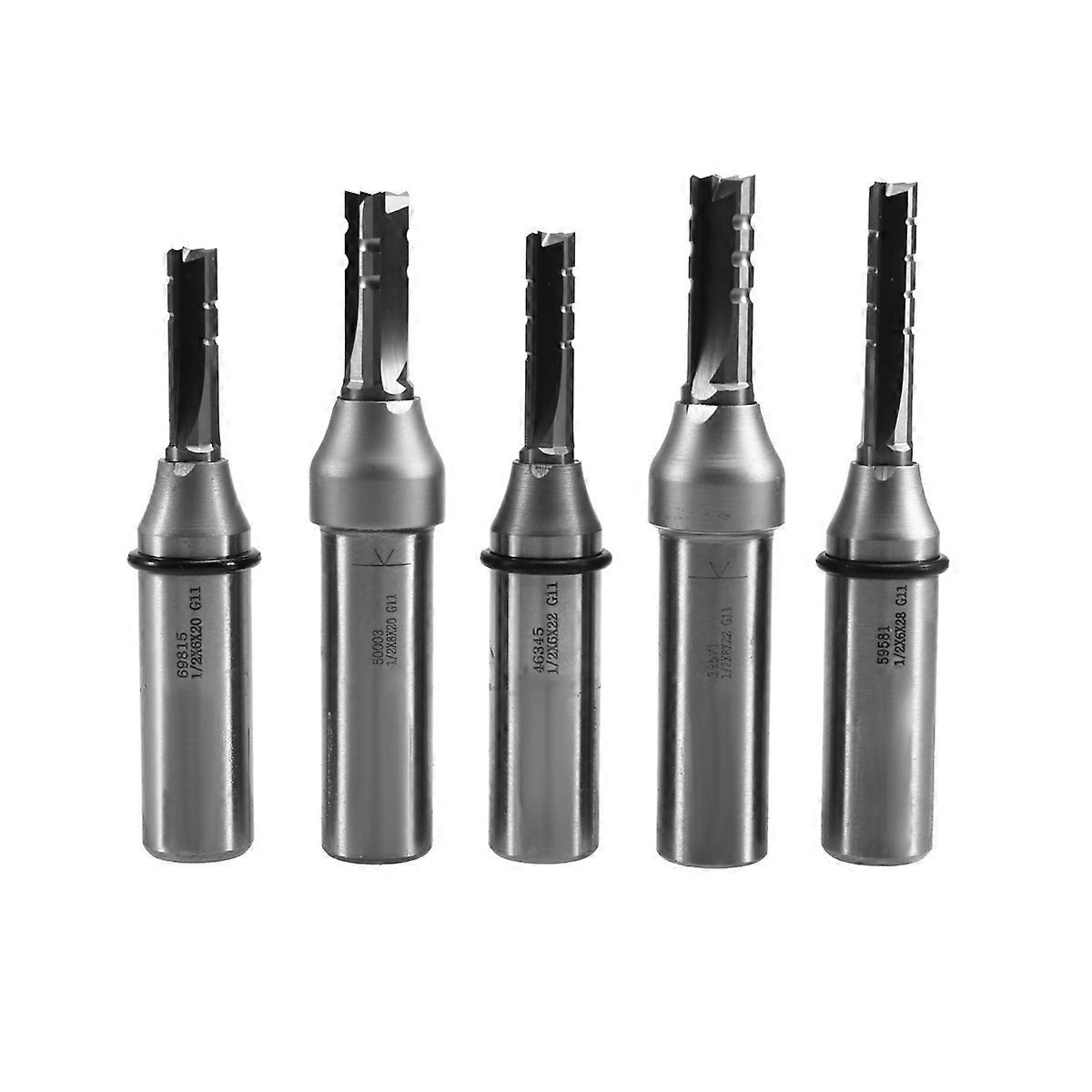 5PCS 1/2 Shank 3 Flutes with Teeth Cutting Straight Router Bit