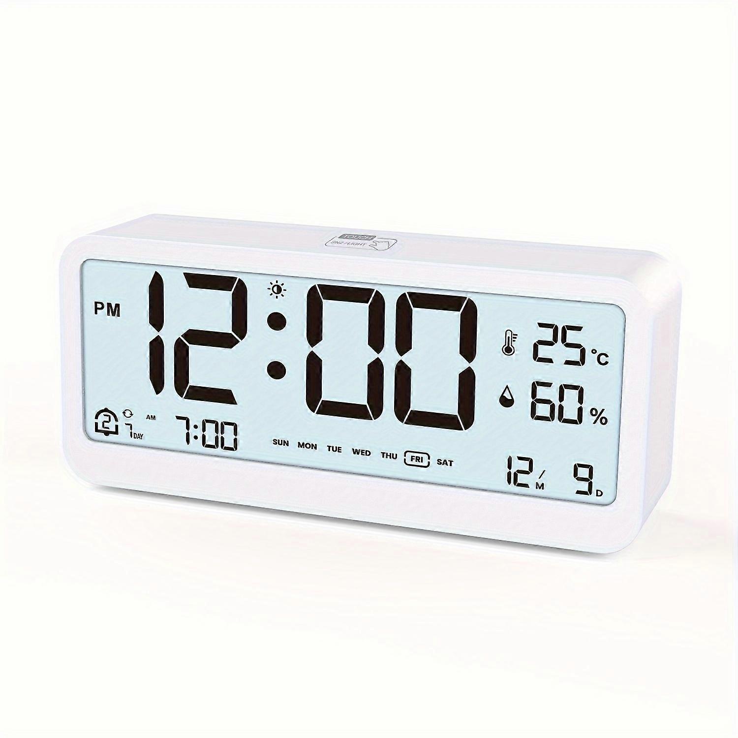 Multi-function Digital Clock LED Brightness Adjustable Temperature and Humidity Display Dual Mode Alarm Clock
