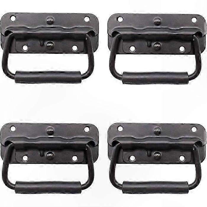 Black Metal Folding Handles, 4-Pack Replacement Box Handles with Spring Mechanism