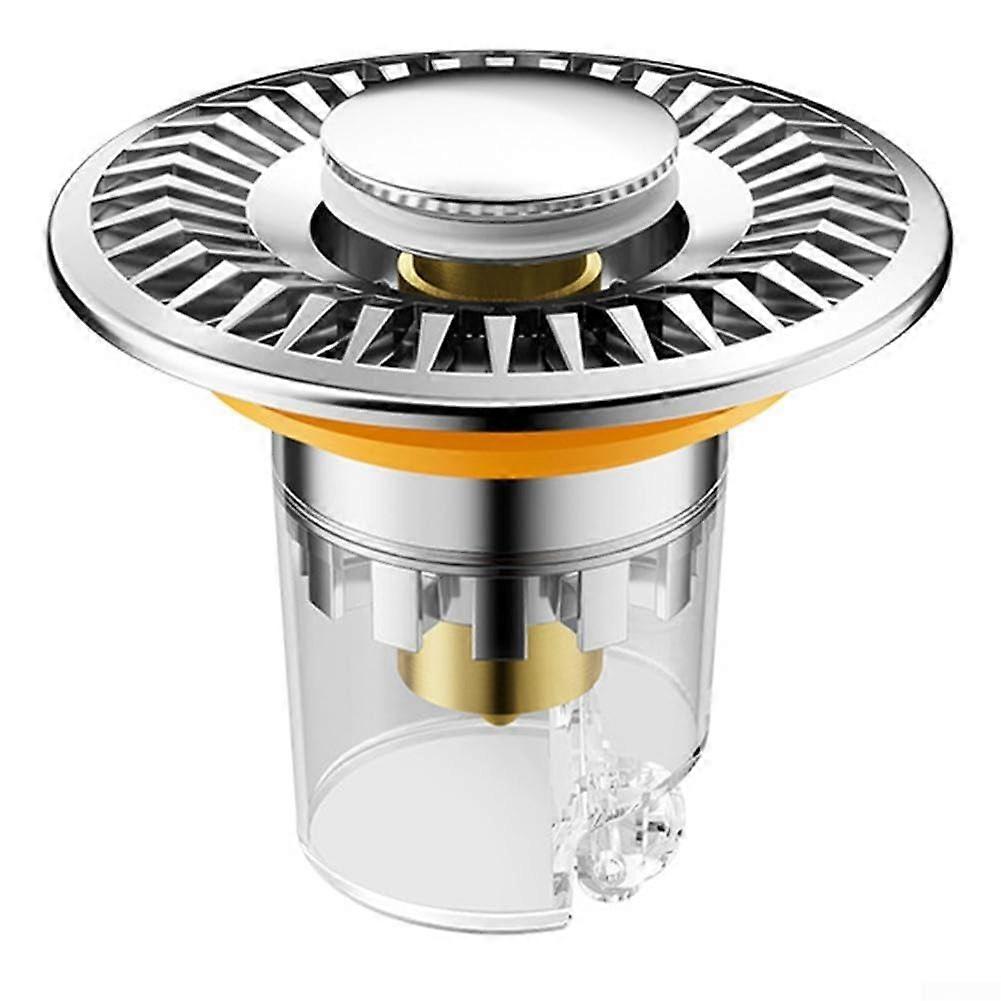 Stainless Steel Floor Drain Stopper With Brass Spring Core, Hair Catcher, Drain Filter For Shower And Sink, Silver