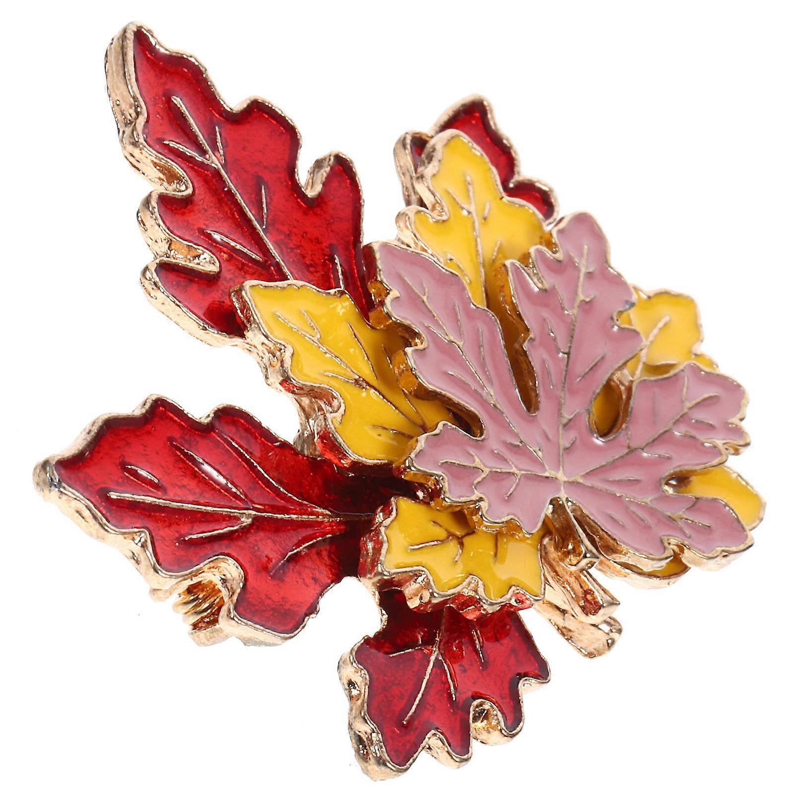 Elegant Maple Leaf Brooch Pin For Women Designed For Shawl Accessories Three-layer Design 1Pack