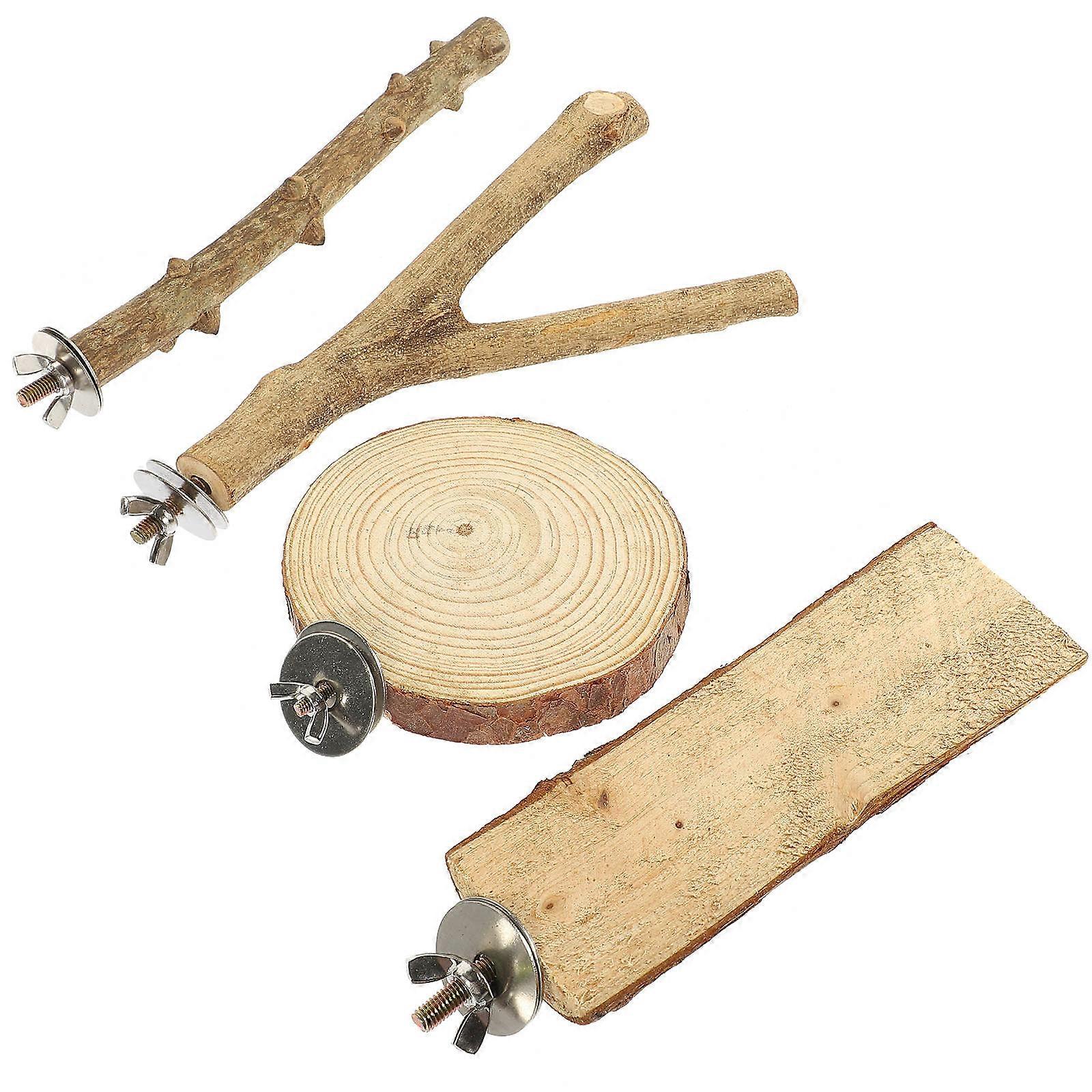 Wooden Parrot Perches 16 Pcs Bird Toys For Budgies Ideal For Cage Use 15X5X2.5Cm Perching Stable Functionality