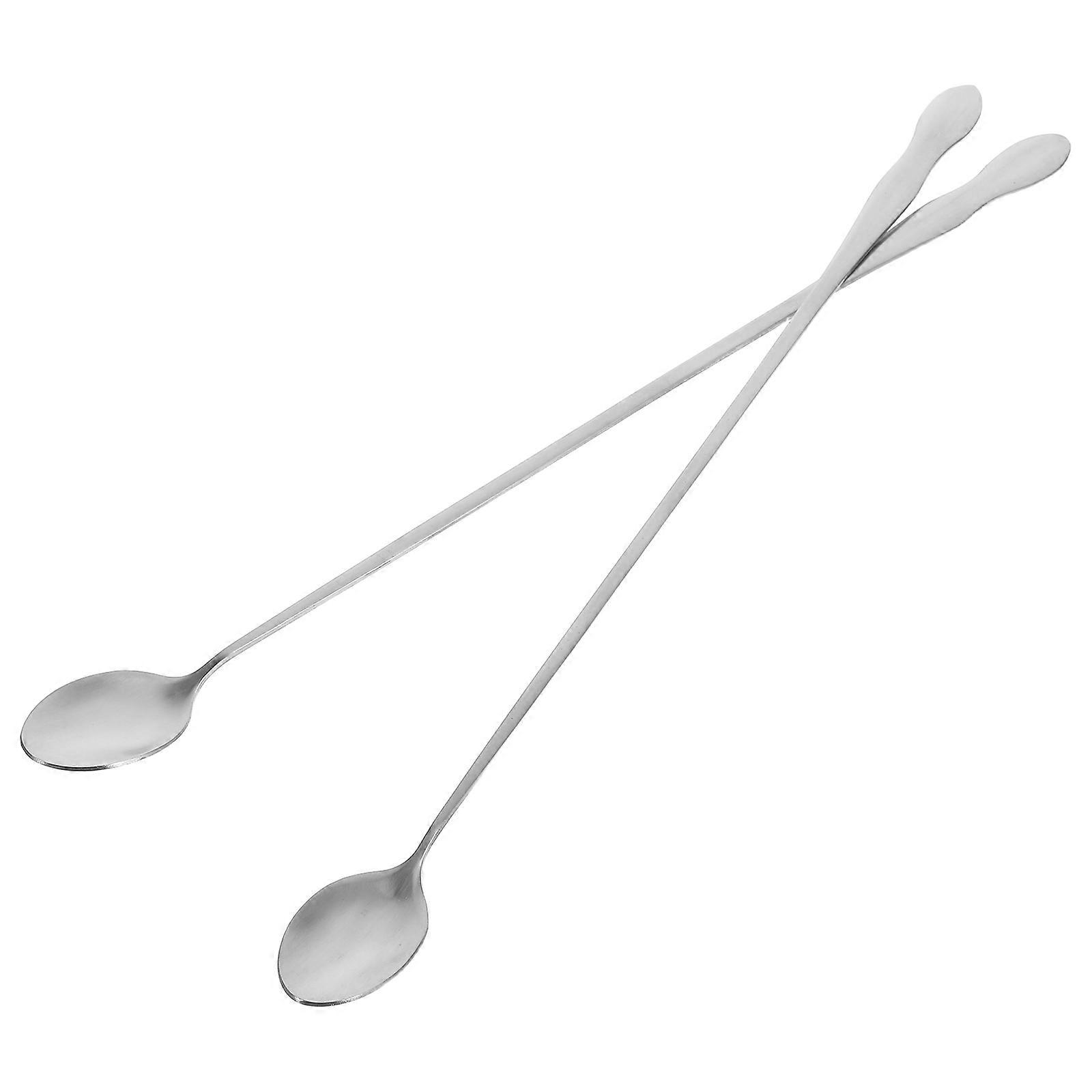 Long Handle Stainless Steel Soup Spoon for Stirring 8Pcs Silver Serving Set
