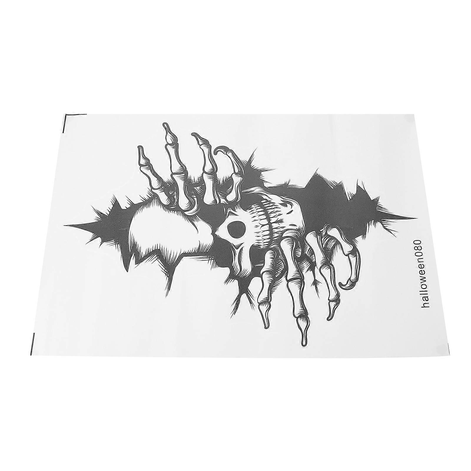 Halloween Skull Wall Stickers 5Pcs Rectangular PVC Decals Easy to Stick and Remove for Halloween Party Decor