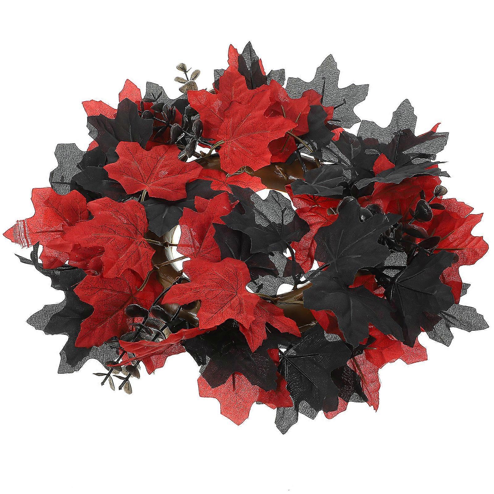 Halloween Maple Leaf Wreath for Home Decoration 2Pcs Multi Color Garland