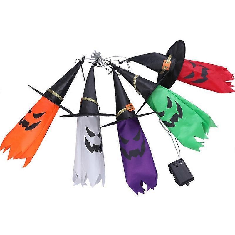 Halloween Hanging Witch Hat Glowing Ghost Light Decoration Party Props