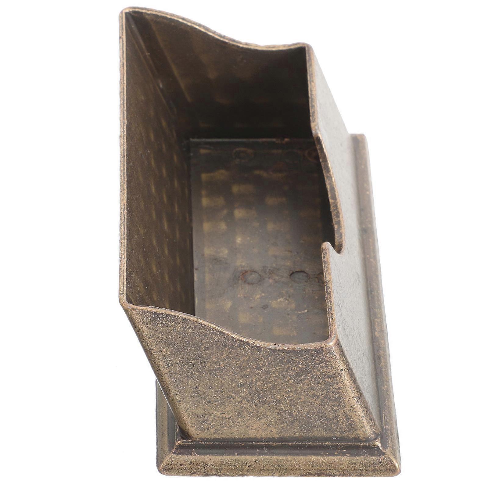 Business Card Storage Box Office Desk Organization Dark Brown Simple Style 1Pcs