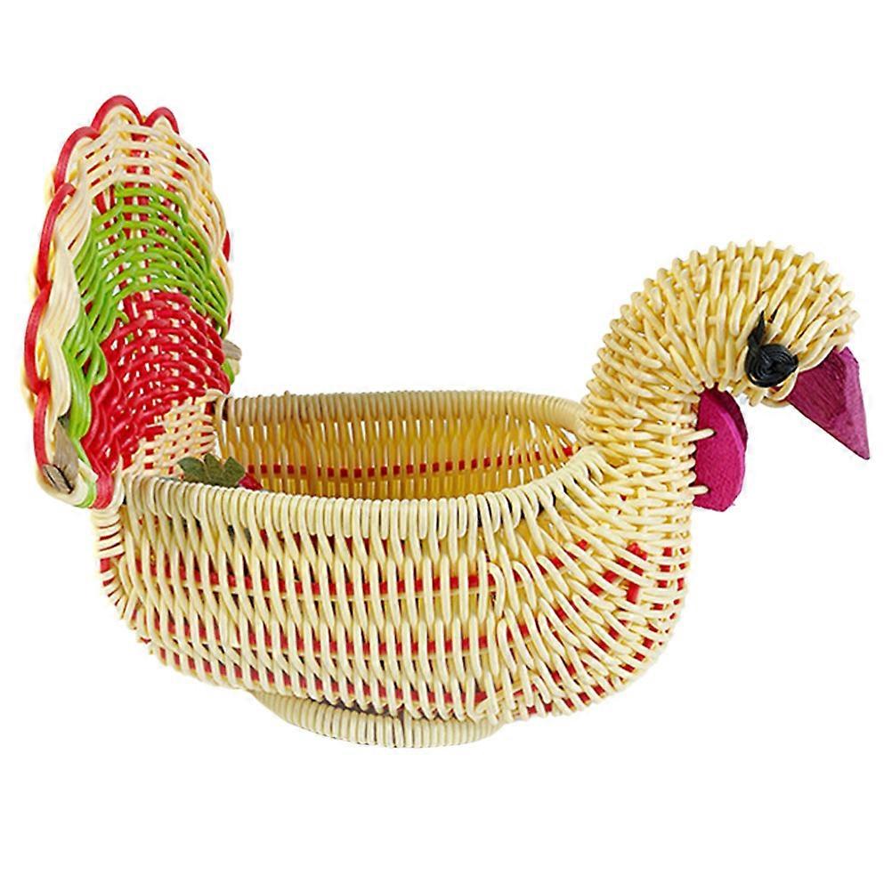 Imitation Rattan Woven Basket For Home Decoration And Fruit Storage In Khaki PP Material With A Pack