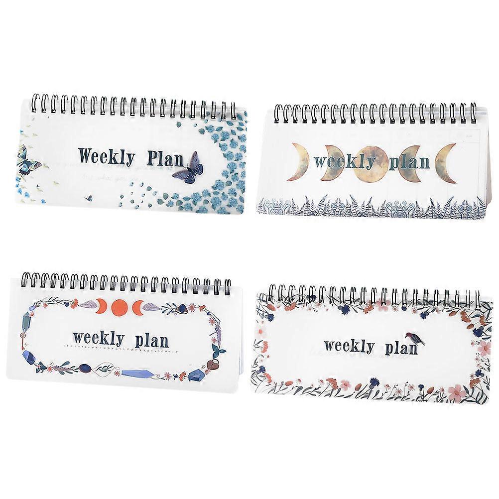Weekly To Do List Notepad Spiral Notebook Portable For On-the-go Planning Adults PP Material 4Pcs