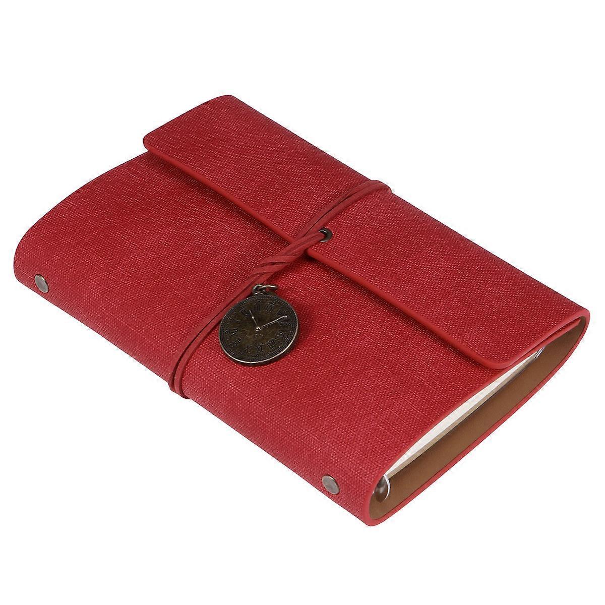 Vintage Notebook Scrapbook Planner for Writing 2Pcs Red Horizontal Version Notepad