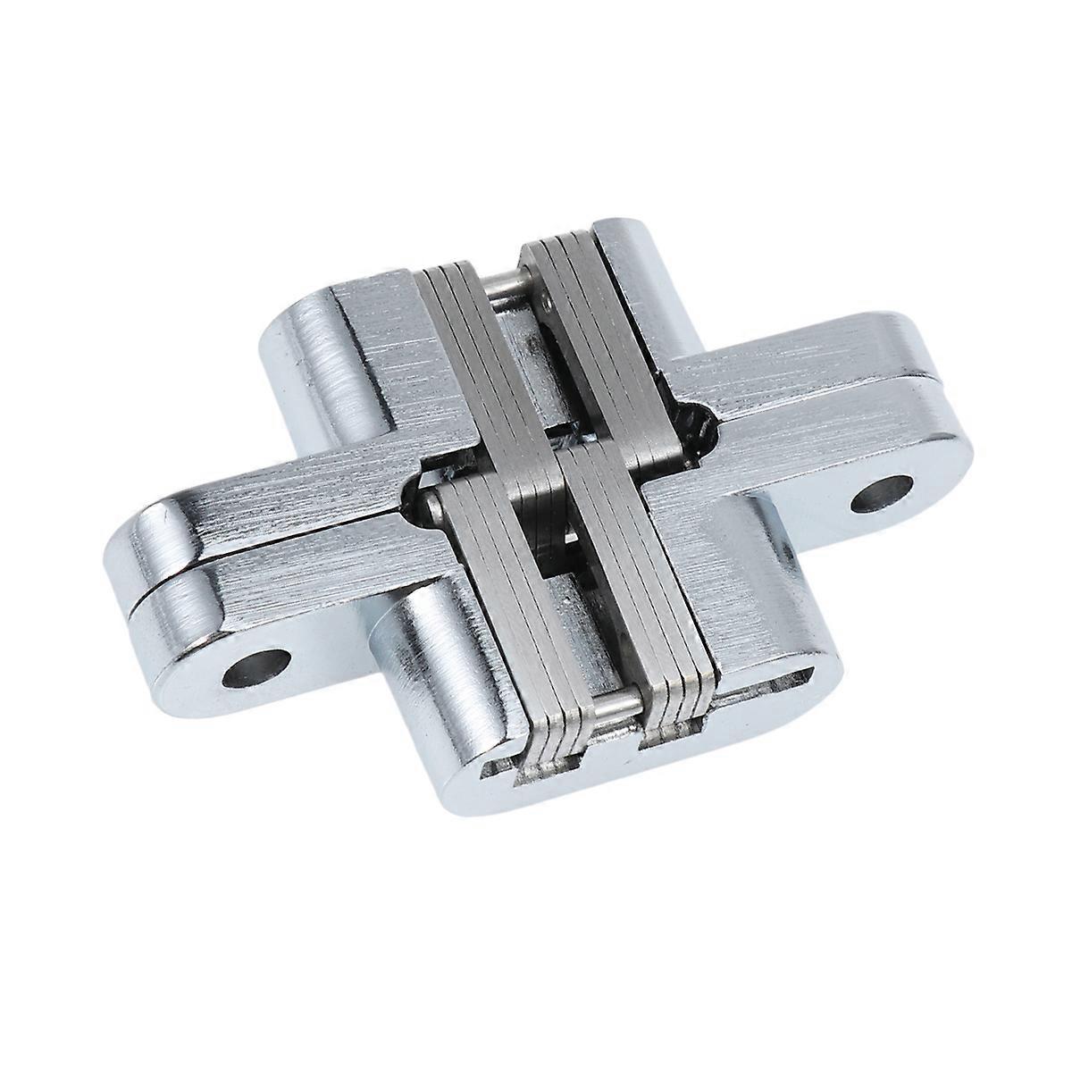 Silver Stainless Steel Door Hinge 2Pcs Concealed Cross Folding Model