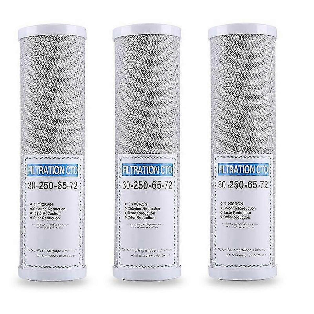 3Pcs Water Filter Activated Carbon Filter 10 Inch Replacement Purifier CTO Block Carbon Filter