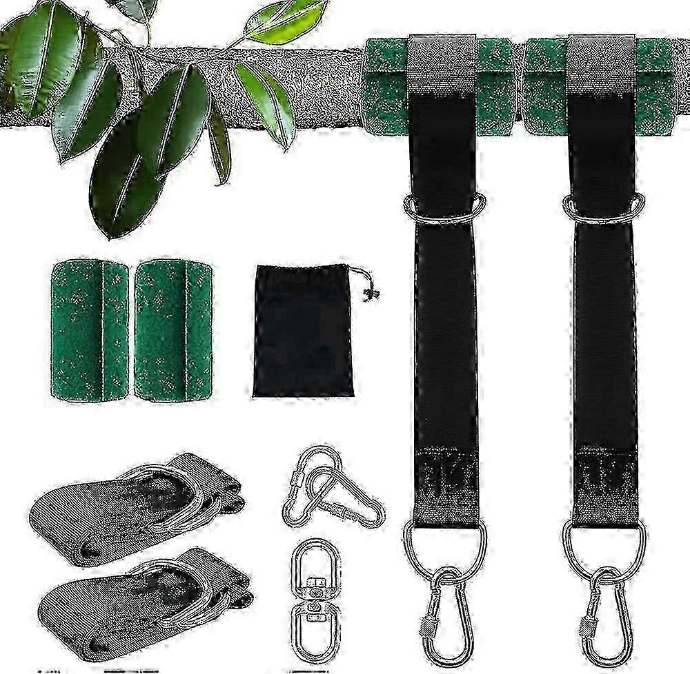 Tree Swing Hanging Straps Kit 2x5ft Heavy Duty Swing Hanger With Carabiners, Tree Protectors And Swivel Hook