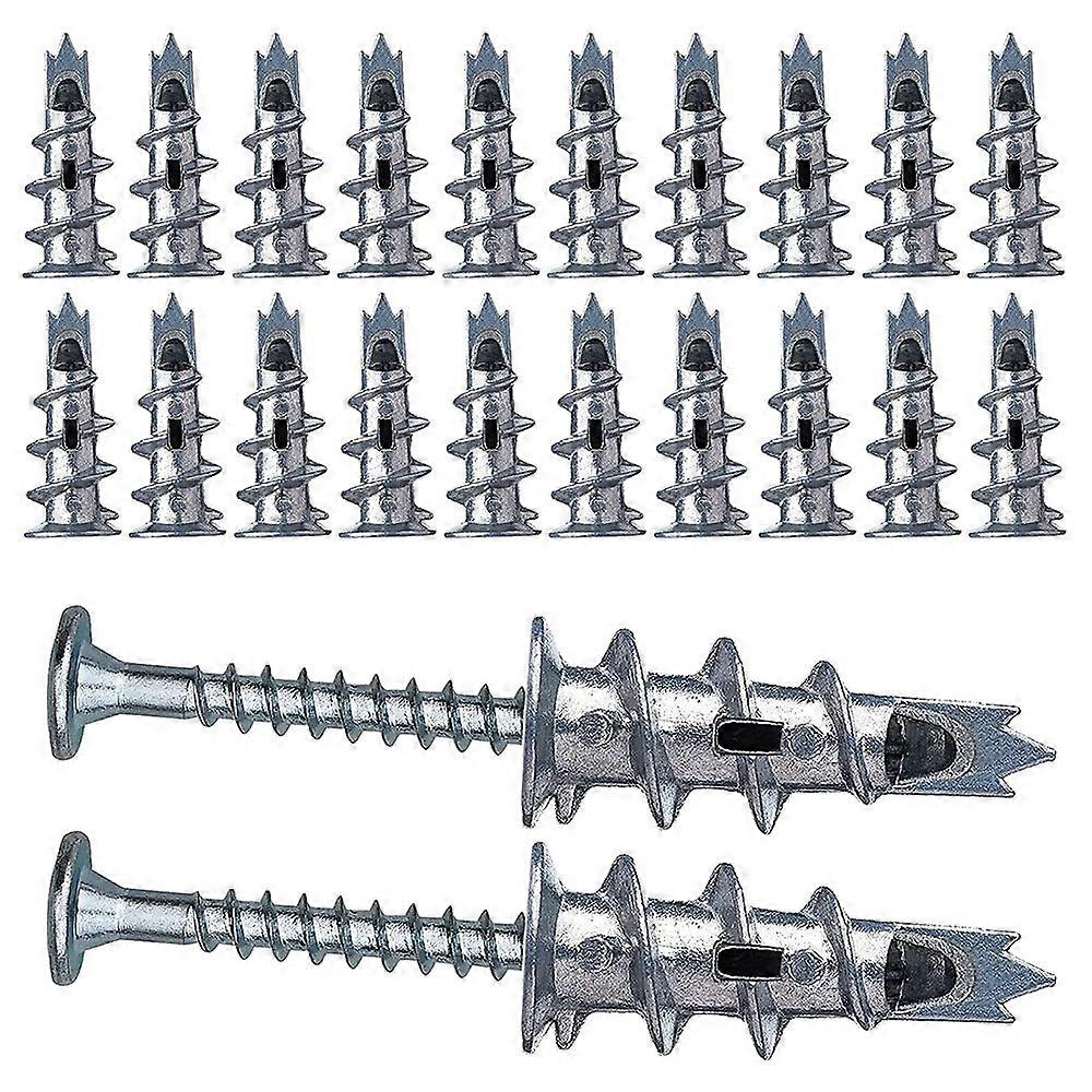 40 Pcs Metal Self Drive Anchor Plasterboard Dowels with Screws 4.5 x 35mm for Single-Layer and Doubl