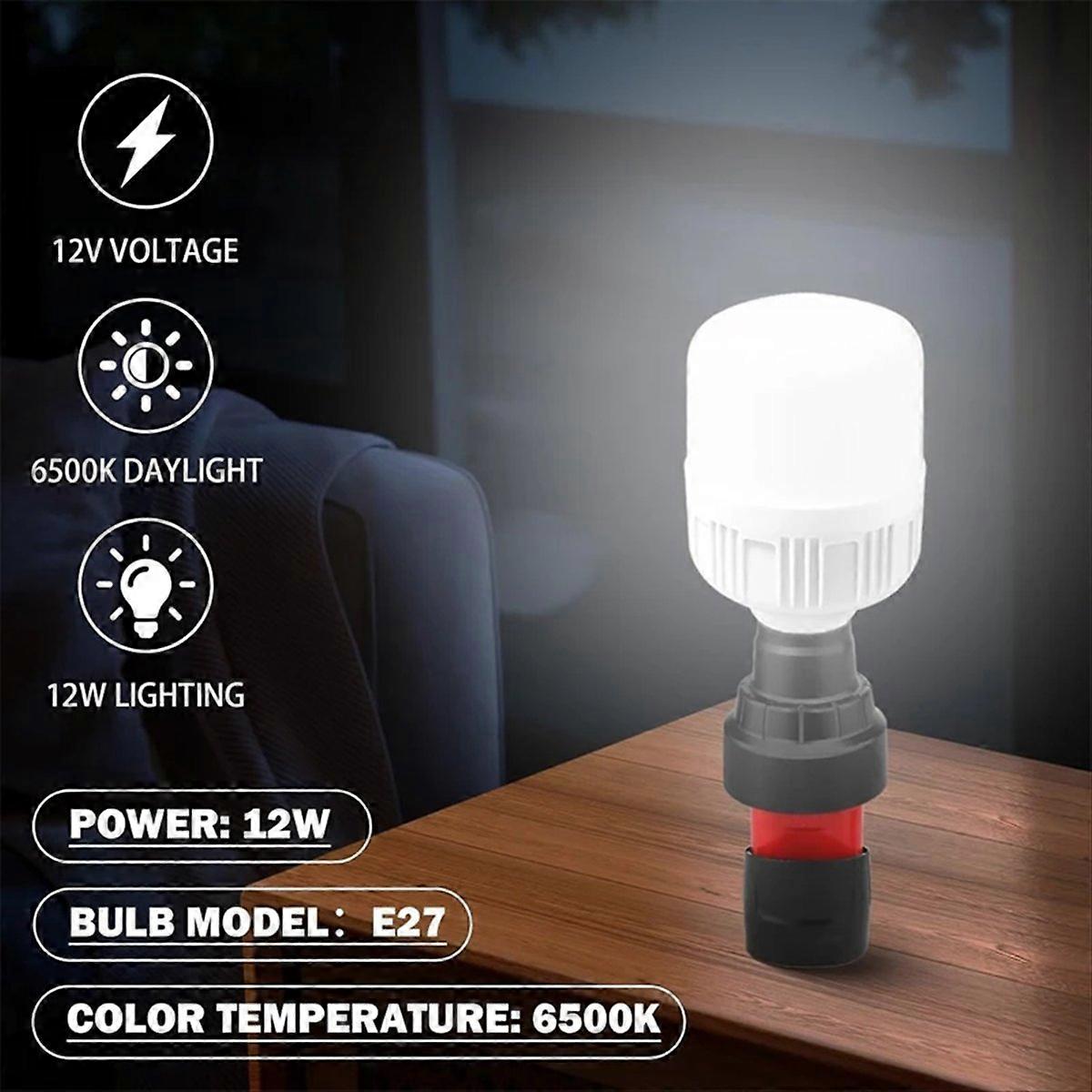 LED Work Light for 12V Li-Ion Battery E27 Light Bulb Socket Adapter Protable Flashlight Flood Light