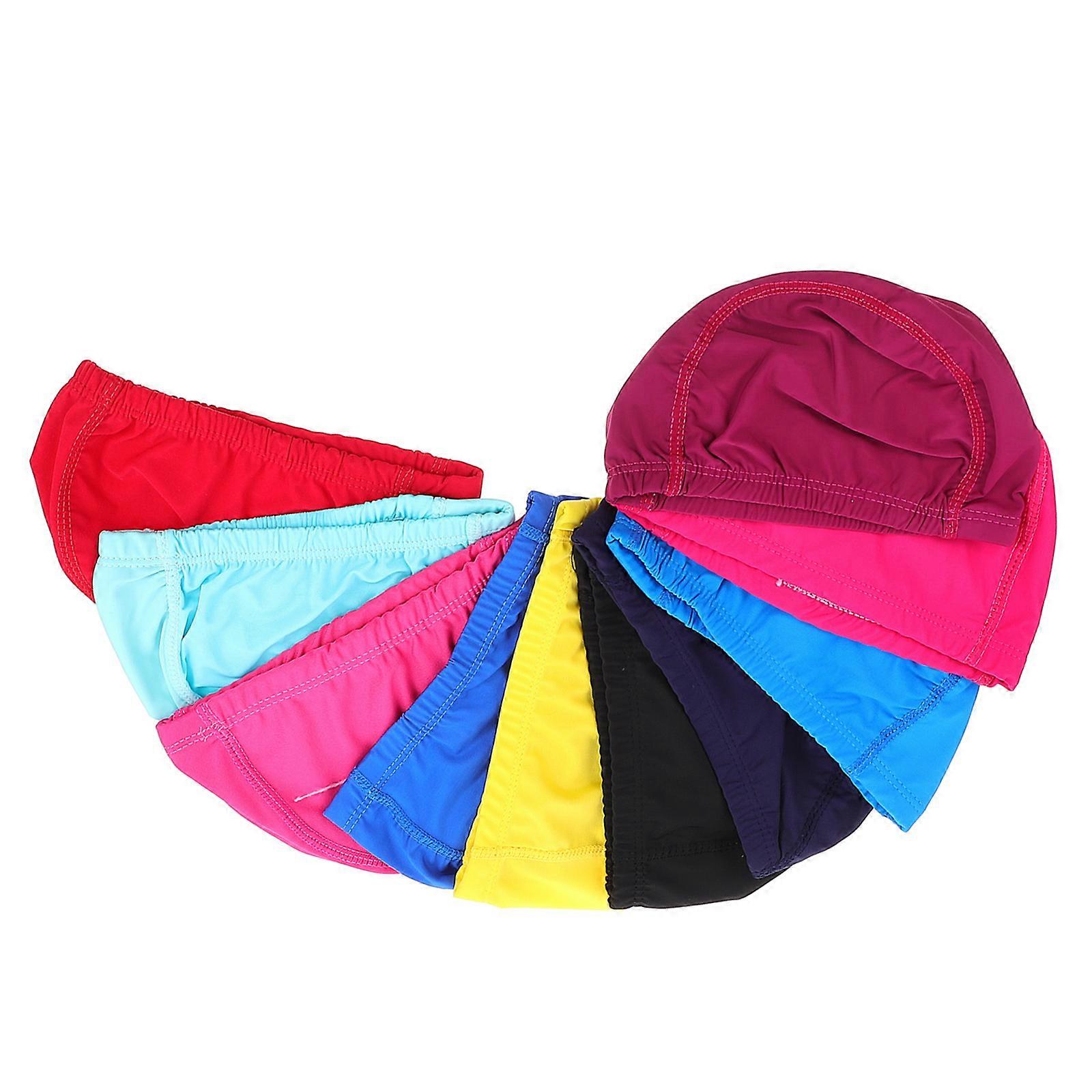 Elastic Swim Caps Set of 10Pcs Assorted Color Adult Swimming Hats Designed for Comfortable Swimming and Bathing