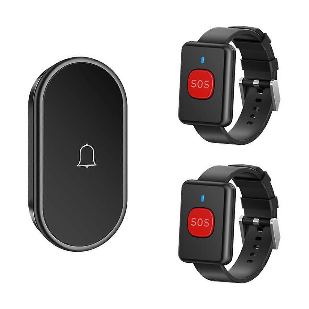 A18 For Elderly SOS Emergency Call Button 60 Melodies Adjustable Volume 300m Wireless Alarm System, 2 Watch Buttons + 1 EU Plug Re